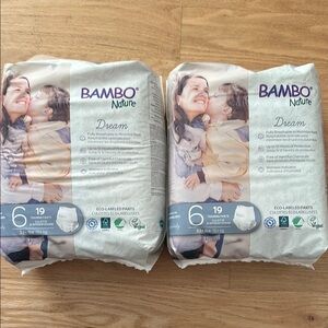 New! BAMBO Nature Training Pants sz 6 chlorine free eco diapers 33+ lbs (15+ kg)